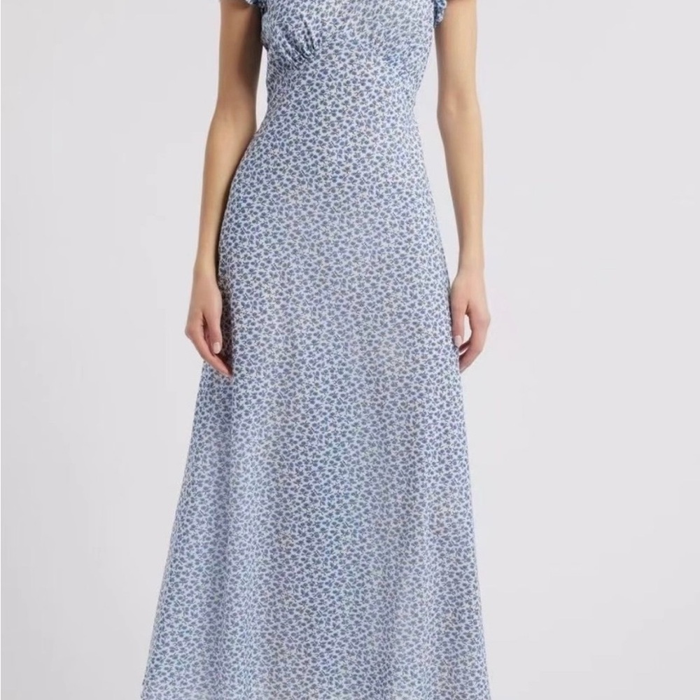 Doen Blue Floral Maxi Dress XS, 100% Cotton